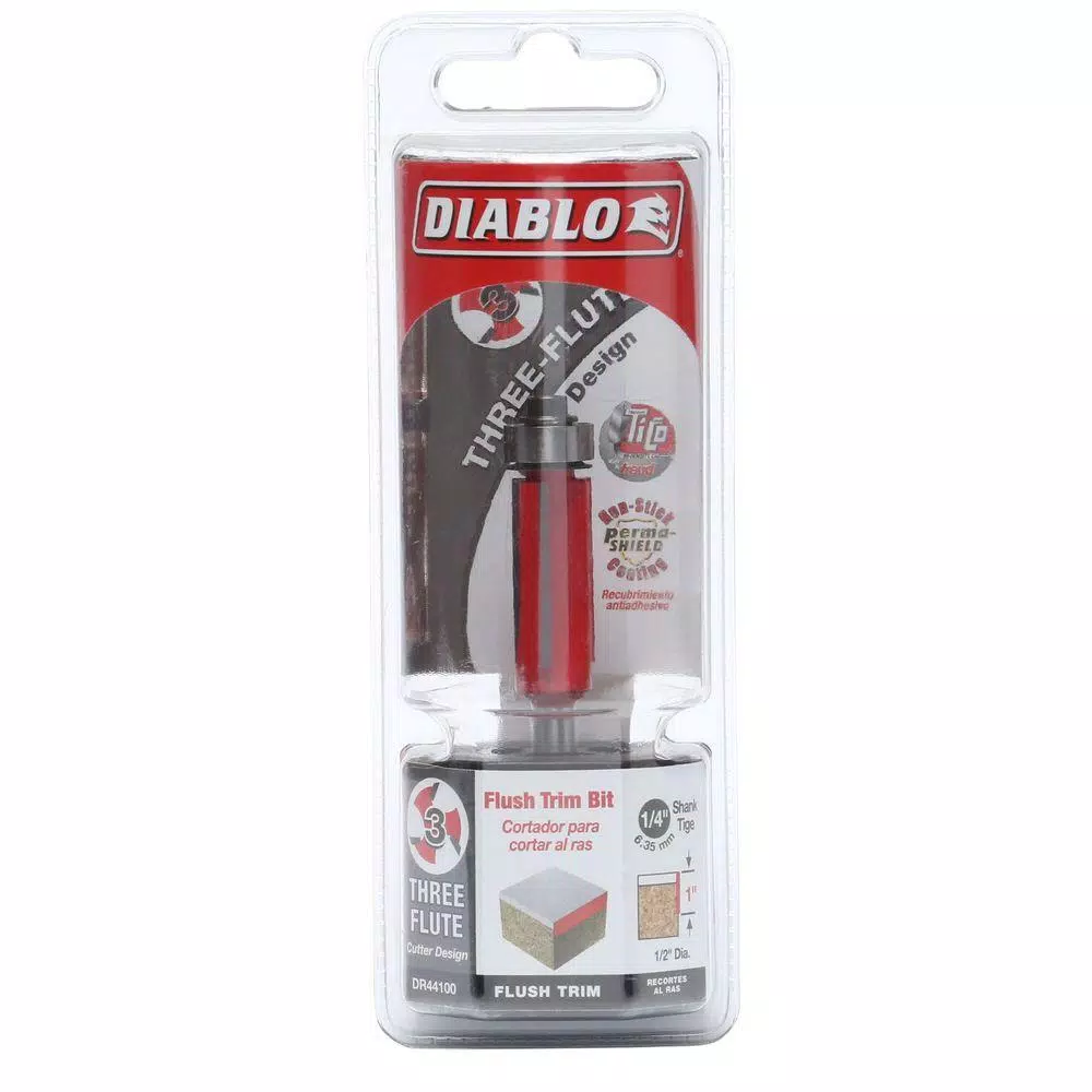 Woodworking Tool Accessories DIABLO 1/2 In. 3-Flute Flush Trim Bit 4 Woodworking Tool Accessories DIABLO 1/2 In. 3-Flute Flush Trim Bit - Image 2