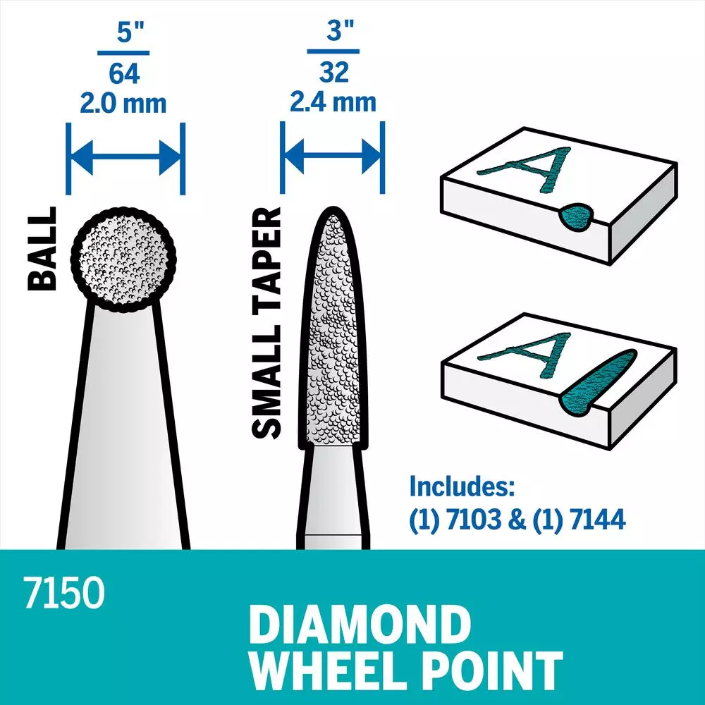 Rotary Tool Accessories Dremel Rotary Tool Diamond Wheel Point Set For Wood, Jade, Ceramic, Glass, Hardened Steel, And Semi-Precious Stones (2-Pack) 5 Rotary Tool Accessories Dremel Rotary Tool Diamond Wheel Point Set For Wood, Jade, Ceramic, Glass, Hardened Steel, And Semi-Precious Stones (2-Pack) - Image 3