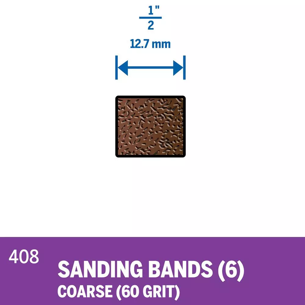 Rotary Tool Accessories Dremel 1/2 In. Rotary Tool 60-Grit Sanding Bands For Wood, Fiberglass, Rubber, And Metal (6-Pack) 5 Rotary Tool Accessories Dremel 1/2 In. Rotary Tool 60-Grit Sanding Bands For Wood, Fiberglass, Rubber, And Metal (6-Pack) - Image 3