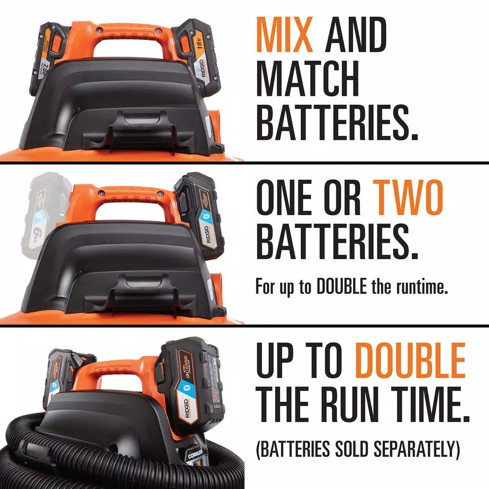 Wet & Dry Vacuums RIDGID 9 Gal. 18-Volt Cordless Wet/Dry Shop Vacuum (Tool Only) With Filter, Hose And Accessories 8 Wet & Dry Vacuums RIDGID 9 Gal. 18-Volt Cordless Wet/Dry Shop Vacuum (Tool Only) With Filter, Hose And Accessories - Image 6