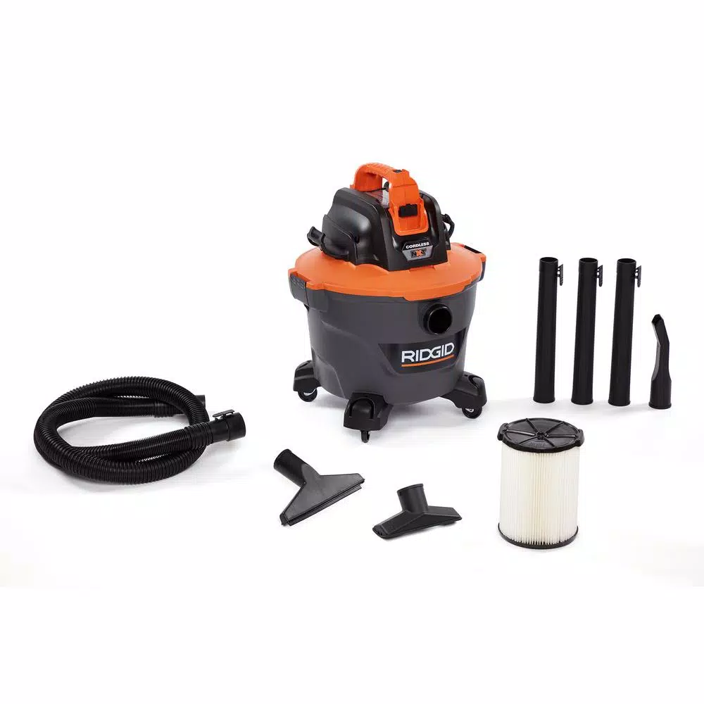 Wet & Dry Vacuums RIDGID 9 Gal. 18-Volt Cordless Wet/Dry Shop Vacuum (Tool Only) With Filter, Hose And Accessories 3 Wet & Dry Vacuums RIDGID 9 Gal. 18-Volt Cordless Wet/Dry Shop Vacuum (Tool Only) With Filter, Hose And Accessories