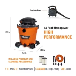 Wet & Dry Vacuums RIDGID 12 Gal. 6.0-Peak HP NXT Wet/Dry Shop Vacuum With Detachable Blower, Two Additional Filters And Premium Car Cleaning Kit 16 Wet & Dry Vacuums RIDGID 12 Gal. 6.0-Peak HP NXT Wet/Dry Shop Vacuum With Detachable Blower, Two Additional Filters And Premium Car Cleaning Kit -Dewalt Shop oranges peaches ridgid wet dry vacuums hd1280a 1d 1000