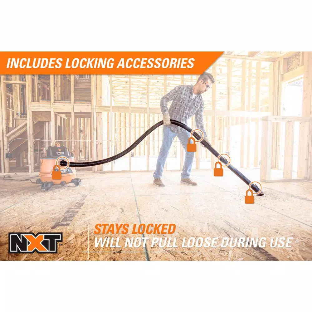 Wet & Dry Vacuums RIDGID 14 Gal. 6.0-Peak HP NXT Wet/Dry Shop Vacuum With Filter, Dust Bags, Hose And Accessories - Image 10