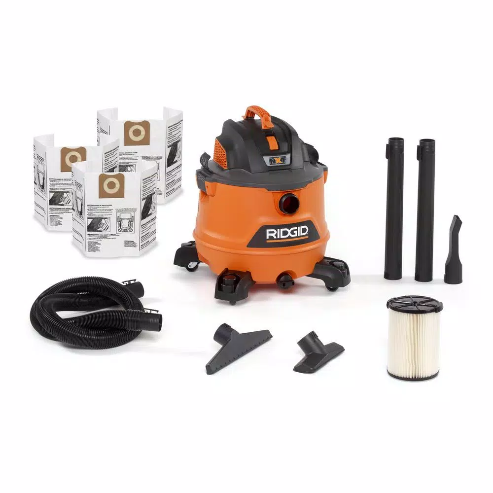 Wet & Dry Vacuums RIDGID 14 Gal. 6.0-Peak HP NXT Wet/Dry Shop Vacuum With Filter, Dust Bags, Hose And Accessories