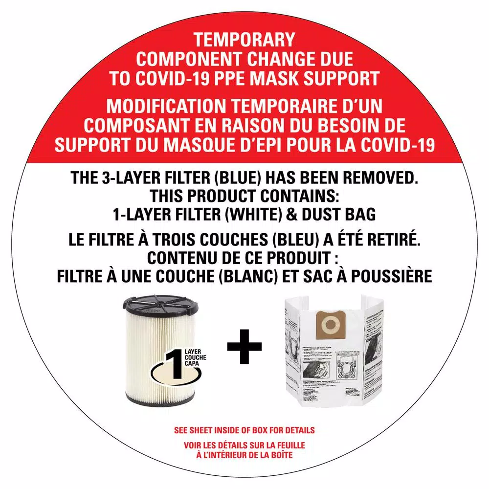 Wet & Dry Vacuums RIDGID 14 Gal. 6.0-Peak HP NXT Wet/Dry Shop Vacuum With Filter, Dust Bags, Hose And Accessories - Image 13