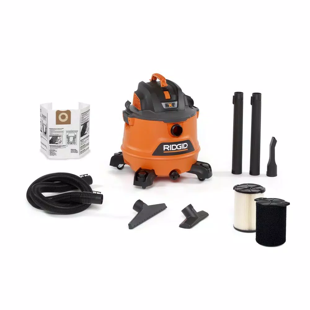Wet & Dry Vacuums RIDGID 14 Gal. 6.0-Peak HP NXT Wet/Dry Shop Vacuum With Filter, Wet Application Filter, Hose And Accessories 3 Wet & Dry Vacuums RIDGID 14 Gal. 6.0-Peak HP NXT Wet/Dry Shop Vacuum With Filter, Wet Application Filter, Hose And Accessories