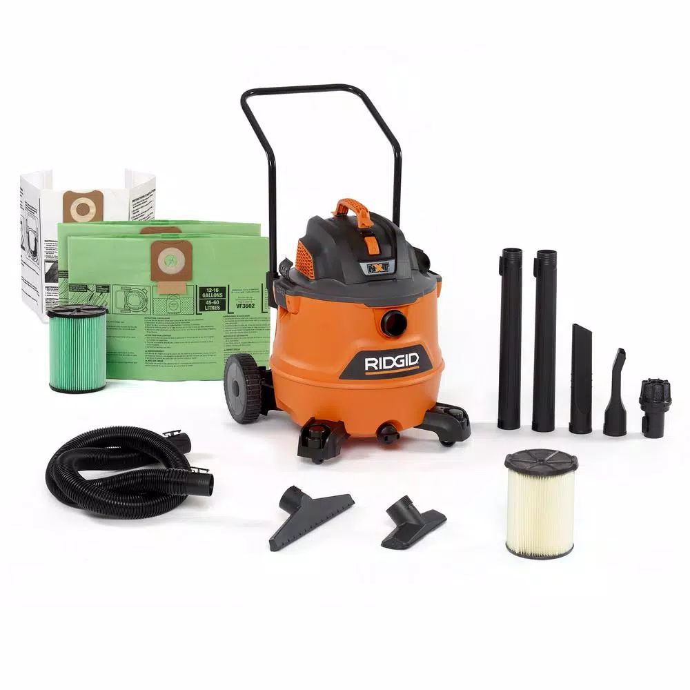 Wet & Dry Vacuums RIDGID 16 Gal. 6.5-Peak HP NXT Wet/Dry Shop Vacuum, Filter, Hose, Accessories, OSHA And HEPA Filtration Kit 3 Wet & Dry Vacuums RIDGID 16 Gal. 6.5-Peak HP NXT Wet/Dry Shop Vacuum, Filter, Hose, Accessories, OSHA And HEPA Filtration Kit