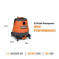 Wet & Dry Vacuums RIDGID 12 Gal. 6.5-Peak HP Motor-On-Bottom Wet/Dry Shop Vacuum With Fine Dust Filter, Hose And Accessories 19 Wet & Dry Vacuums RIDGID 12 Gal. 6.5-Peak HP Motor-On-Bottom Wet/Dry Shop Vacuum With Fine Dust Filter, Hose And Accessories -Dewalt Shop oranges peaches ridgid wet dry vacuums mob1200 1d 1000