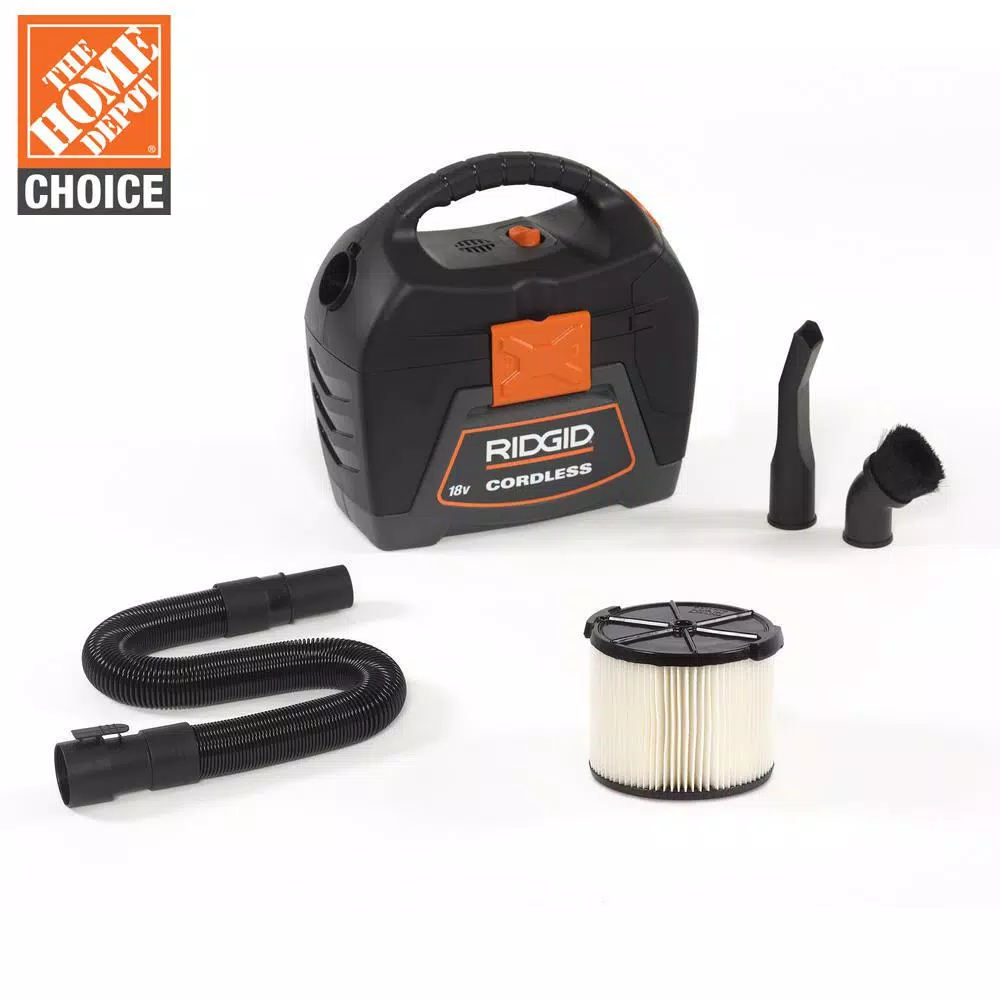 Wet & Dry Vacuums RIDGID 3 Gal. 18-Volt Cordless Handheld Wet/Dry Shop Vacuum (Tool Only) With Filter, Expandable Hose And Accessories 3 Wet & Dry Vacuums RIDGID 3 Gal. 18-Volt Cordless Handheld Wet/Dry Shop Vacuum (Tool Only) With Filter, Expandable Hose And Accessories