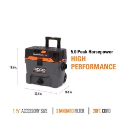 Wet & Dry Vacuums RIDGID 10 Gal. 5.0-Peak HP ProPack Plus Wet/Dry Shop Vacuum With Filter, Expandable Hose And Accessories 17 Wet & Dry Vacuums RIDGID 10 Gal. 5.0-Peak HP ProPack Plus Wet/Dry Shop Vacuum With Filter, Expandable Hose And Accessories -Dewalt Shop oranges peaches ridgid wet dry vacuums wd1022 1d 1000
