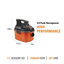 Wet & Dry Vacuums RIDGID 4 Gal. 5.0-Peak HP Portable Wet/Dry Shop Vacuum With Filter, Dust Bag, Locking Hose And Car Nozzle -Dewalt Shop oranges peaches ridgid wet dry vacuums wd4051 1d 1000