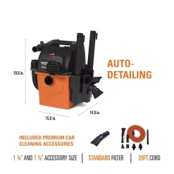 Wet & Dry Vacuums RIDGID 5 Gal. 5.0-Peak HP Portable Wall-Mountable Wet/Dry Shop Vacuum With LED Lighted Car Nozzle And Premium Car Cleaning Kit -Dewalt Shop oranges peaches ridgid wet dry vacuums wd5500b 1d 1000