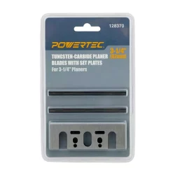 Woodworking Tool Accessories POWERTEC D-17239 And 3-1/4 In. Carbide Planer Blades With Set Plates For Makita Planers (2-Sets)
