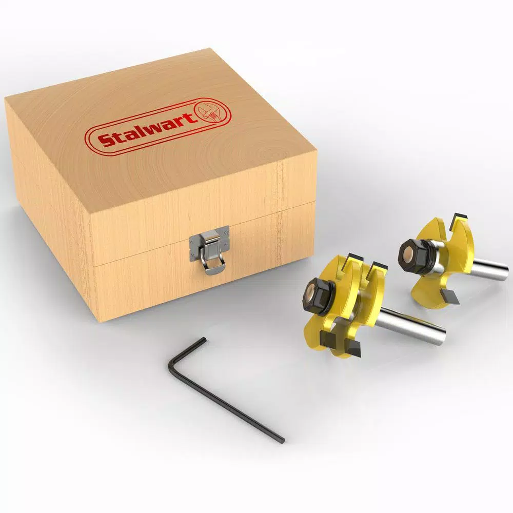 Woodworking Tool Accessories Stalwart Tungsten Tongue And Groove Bit Set With Wood Storage Box (2-Piece)