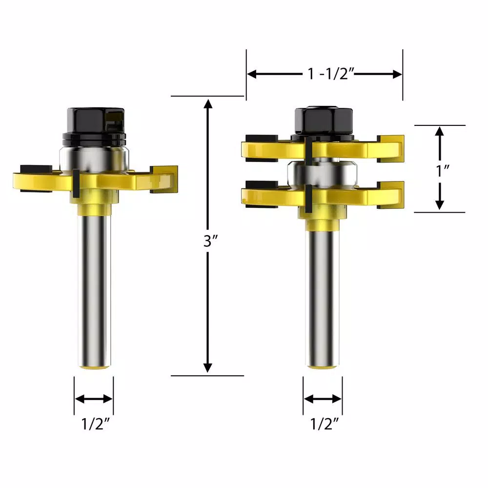 Woodworking Tool Accessories Stalwart Tungsten Tongue And Groove Bit Set With Wood Storage Box (2-Piece) - Image 2