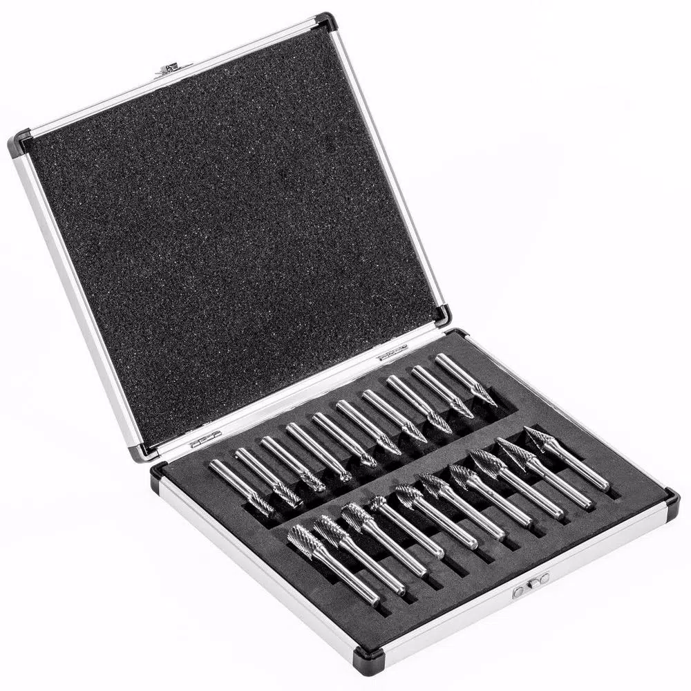 Rotary Tool Accessories Stark 20-Piece Double Cut Carbide Rotary Burr Set Bits Tree Flame Cone Ball Oval Tapered 3 Rotary Tool Accessories Stark 20-Piece Double Cut Carbide Rotary Burr Set Bits Tree Flame Cone Ball Oval Tapered