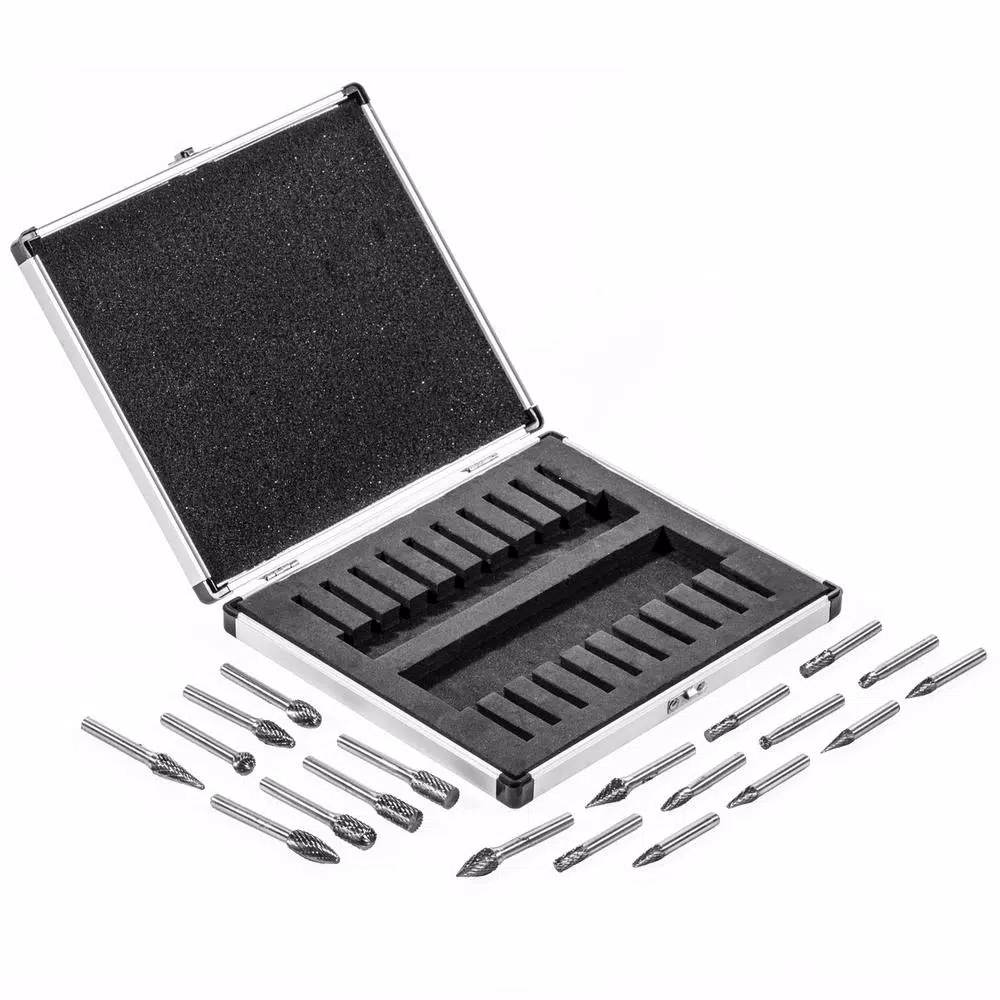 Rotary Tool Accessories Stark 20-Piece Double Cut Carbide Rotary Burr Set Bits Tree Flame Cone Ball Oval Tapered 4 Rotary Tool Accessories Stark 20-Piece Double Cut Carbide Rotary Burr Set Bits Tree Flame Cone Ball Oval Tapered - Image 2
