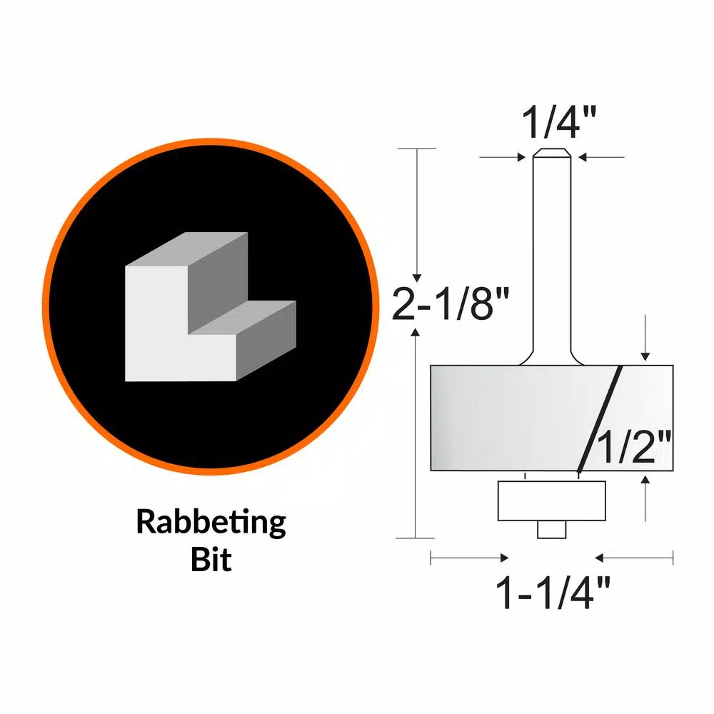 Woodworking Tool Accessories WEN 1-1/4 Rabbeting Carbide Tipped Router Bit With 1/4 In. Shank 4 Woodworking Tool Accessories WEN 1-1/4 Rabbeting Carbide Tipped Router Bit With 1/4 In. Shank - Image 2
