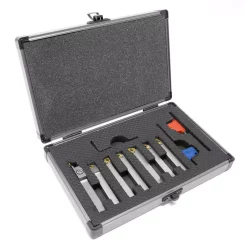Specialty Power Tool Accessories WEN Premium 5/16 In. Nickel-Plated Indexable Carbide-Tipped Metal Lathe Tool Bits Set With Storage Case (7-Piece)