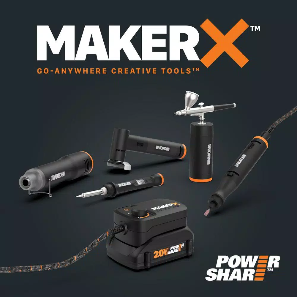 Rotary Tool Accessories Worx MakerX 20-Volt Wood And Metal Crafter Rotary Tool Attachment And 12 Accessories (Tool-Only) 6 Rotary Tool Accessories Worx MakerX 20-Volt Wood And Metal Crafter Rotary Tool Attachment And 12 Accessories (Tool-Only) - Image 4
