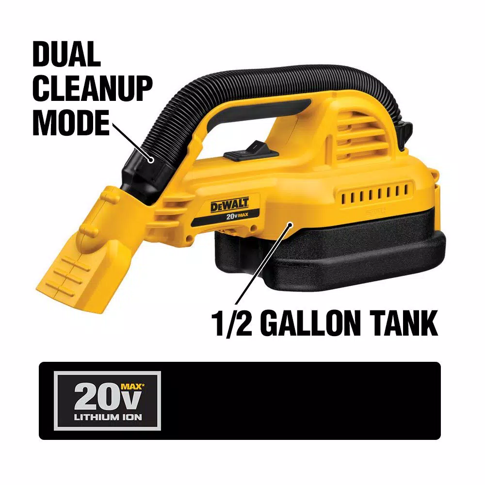 Wet & Dry Vacuums DEWALT 20-Volt MAX Cordless 1/2 Gal. Wet/Dry Portable Vacuum (Tool-Only) 4 Wet & Dry Vacuums DEWALT 20-Volt MAX Cordless 1/2 Gal. Wet/Dry Portable Vacuum (Tool-Only) - Image 2