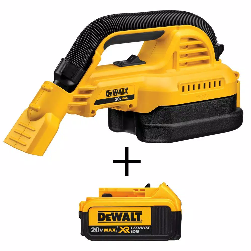 Wet & Dry Vacuums DEWALT 20-Volt 1/2 Gal. MAX Lithium-Ion Wet/Dry Portable Vacuum With Bonus 20-Volt MAX XR Li-Ion Premium Battery Pack 4.0 Ah