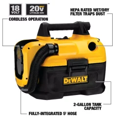 Wet & Dry Vacuums DEWALT 2 Gal. Max Cordless Wet/Dry Vacuum Without Battery And Charger 18 Wet & Dry Vacuums DEWALT 2 Gal. Max Cordless Wet/Dry Vacuum Without Battery And Charger -Dewalt Shop yellows golds dewalt wet dry vacuums dcv580h 40 1000
