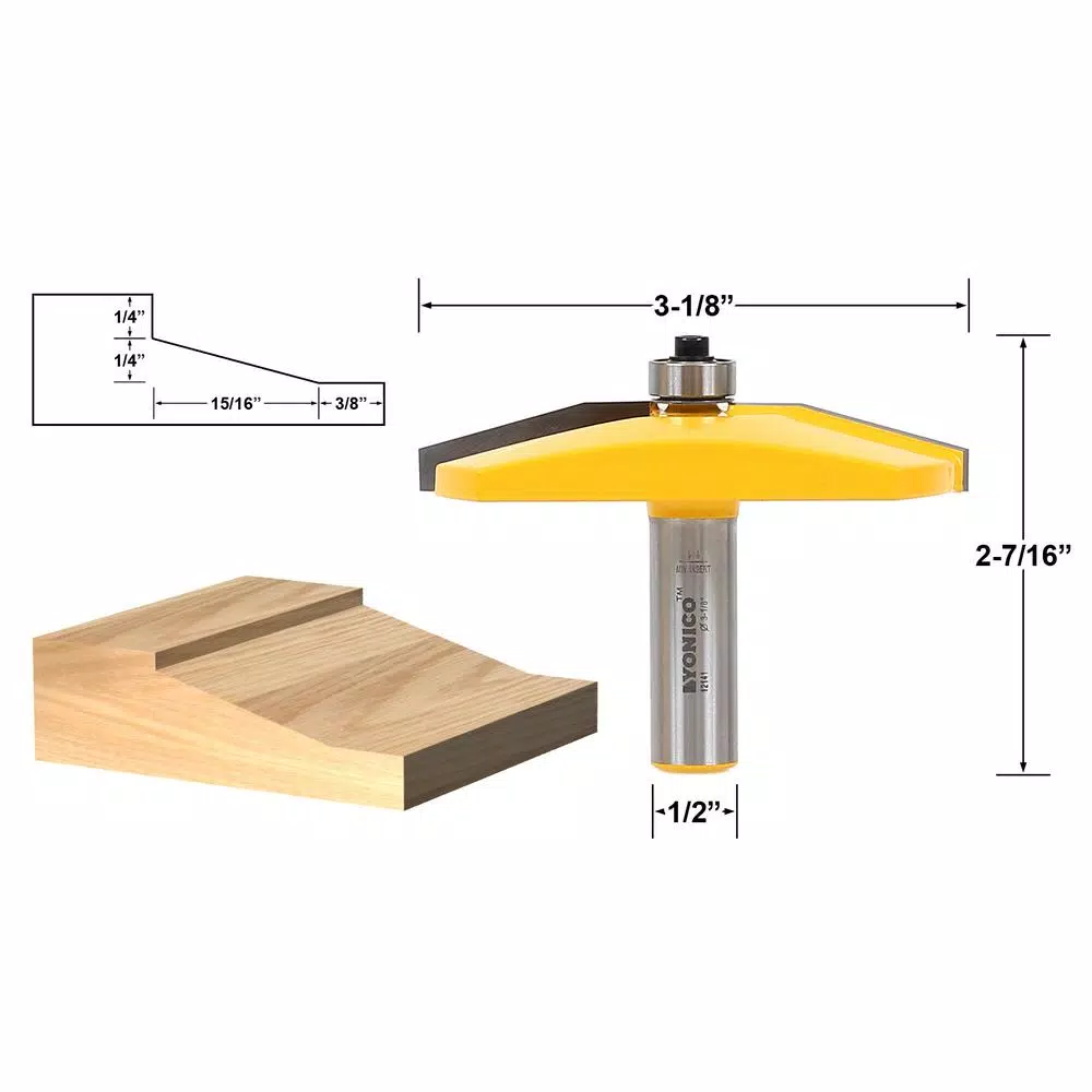 Woodworking Tool Accessories Yonico Raised Panel Bevel 1/2 In. Shank Carbide Tipped Router Bit - Image 2