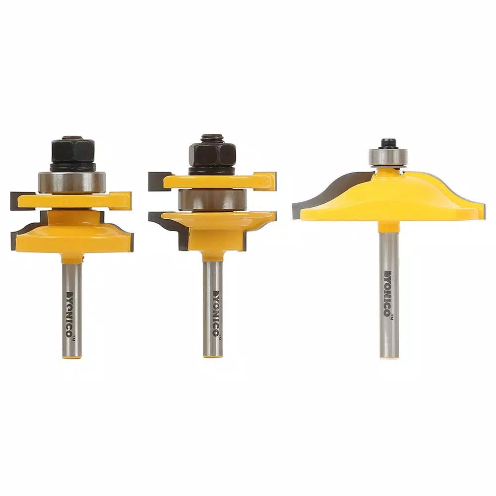 Woodworking Tool Accessories Yonico Raised Panel Cabinet Door Ogee 1/4 In. Shank Carbide Tipped Router Bit Set (3-Piece) 3 Woodworking Tool Accessories Yonico Raised Panel Cabinet Door Ogee 1/4 In. Shank Carbide Tipped Router Bit Set (3-Piece)
