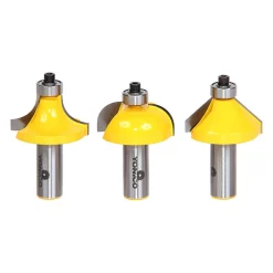 Woodworking Tool Accessories Yonico Edge Forming Large Standard Profile 1/2 In. Shank Carbide Tipped Router Bit Set (3-Piece)