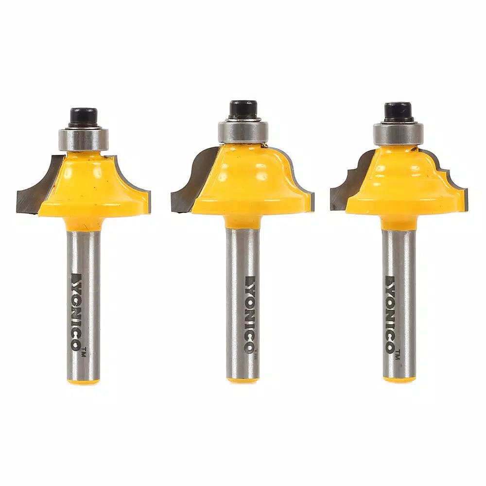 Woodworking Tool Accessories Yonico Edge Forming Small Architectural 1/4 In. Shank Carbide Tipped Router Bit Set (3-Piece) 3 Woodworking Tool Accessories Yonico Edge Forming Small Architectural 1/4 In. Shank Carbide Tipped Router Bit Set (3-Piece)
