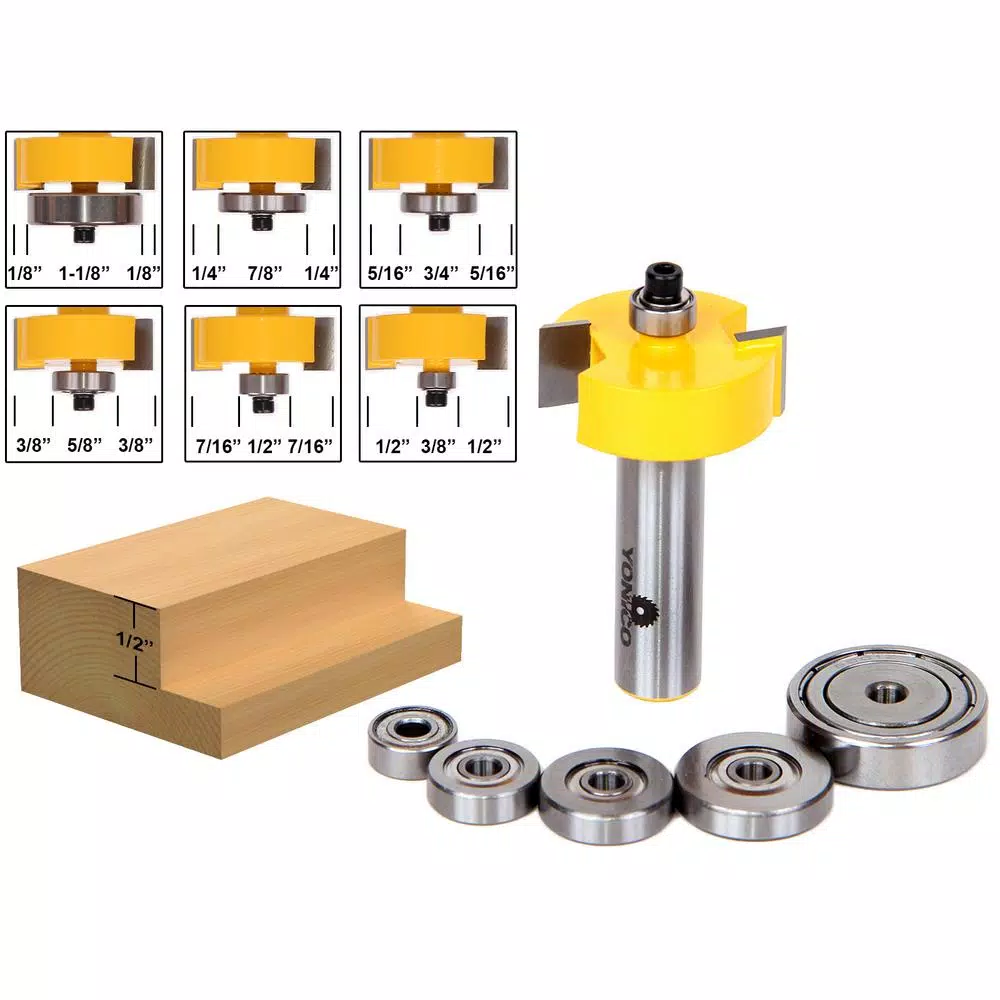 Woodworking Tool Accessories Yonico Rabbet With 6 Bearing 1/2 In. Shank Carbide Tipped Router Bit - Image 2