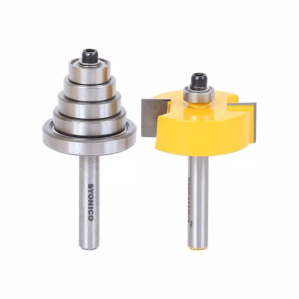Woodworking Tool Accessories Yonico Rabbet With 6 Bearing 1/4 In. Shank Carbide Tipped Router Bit
