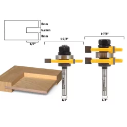 Woodworking Tool Accessories Yonico Plywood Tongue And Groove 1/4 In. Plywood 1/4 In. Shank Carbide Tipped Router Bit Set (2-Piece)
