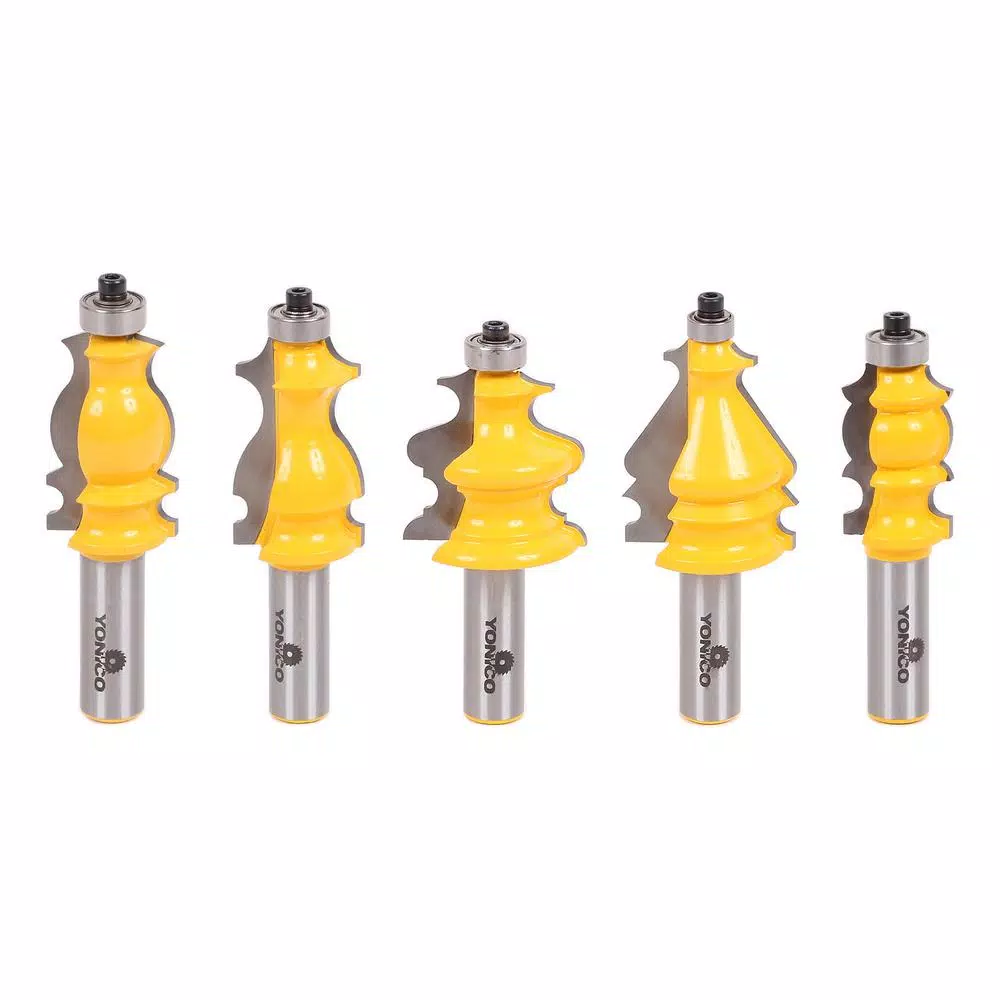 Woodworking Tool Accessories Yonico 1/2 In. Shank Carbide Tipped Architectural Molding Router Bit Set (5-Piece) 3 Woodworking Tool Accessories Yonico 1/2 In. Shank Carbide Tipped Architectural Molding Router Bit Set (5-Piece)