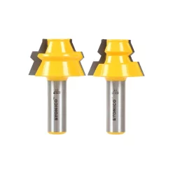 Woodworking Tool Accessories Yonico Lock Miter 22.5 1/2 In. Shank Carbide Tipped Router Bit Set (2-Piece)