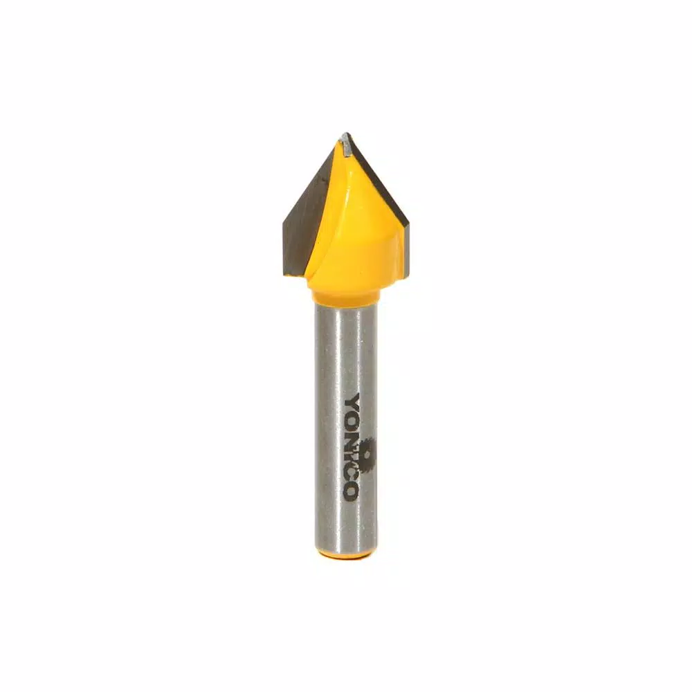Woodworking Tool Accessories Yonico V-Groove 60° 1/4 In. Shank Carbide Tipped Router Bit 3 Woodworking Tool Accessories Yonico V-Groove 60° 1/4 In. Shank Carbide Tipped Router Bit